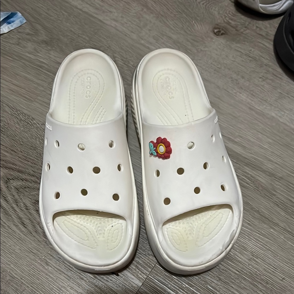 Crocs White platform Slide Sandals